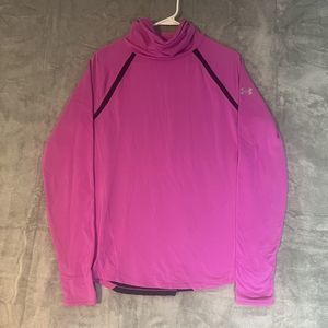 Under Armour Womens XL Pink Long Sleeve Funnel Neck Fitted Running‎ Reflective
